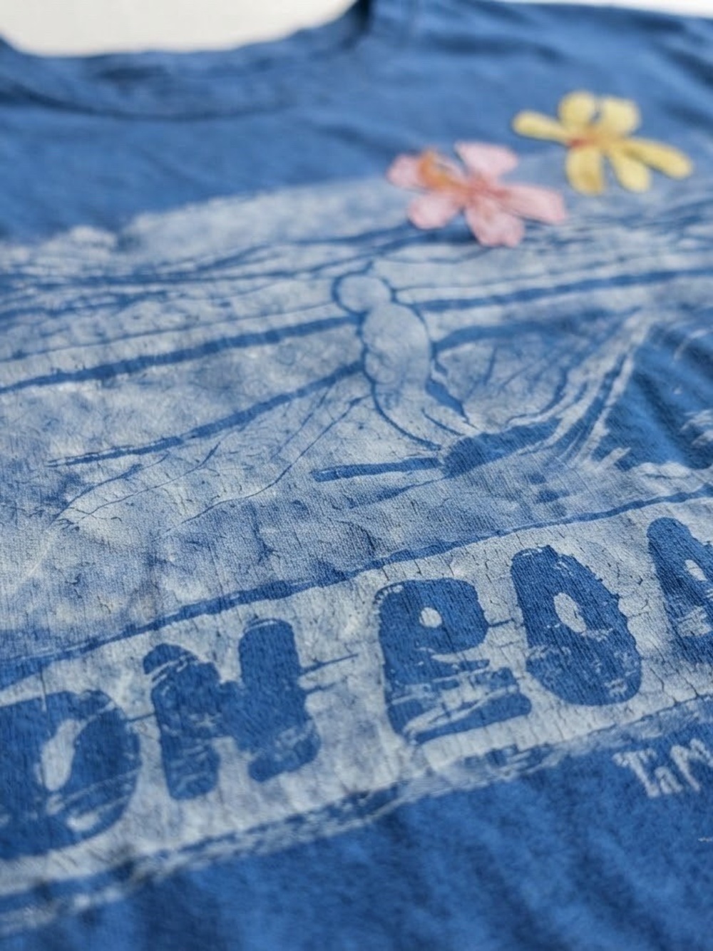 Gildan Blue "On Board" Graphic Tee with Floral Accents - Picture 2 of 2